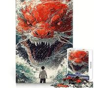 Puzzle leggendario del Drago Rosso da 1000 pezzi per adolescenti, ideale per migliorare la memoria, per un relax informale e per esporre opere d'arte dai tagli netti (38x26cm)