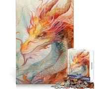 Puzzle leggendario del Drago Rosso per adolescenti, 1000 pezzi, gioco rilassante, evasione, bordi precisi, (38x26cm)