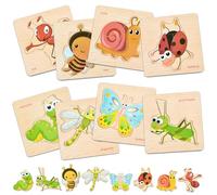 Puzzle Legno Bambini 1 2 3 4 Anni, 8 Pezzi Giocattoli Educativi Montessori Animali da Puzzle Giochi Regalo Compleanno Pasqua Halloween Natale per Ragazzo Ragazza (Insetti)