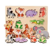 Puzzle Legno Bambini Puzzle di Animali con Maniglie Montessori Giochi Bambino Educativi Giochi in Legno Bambini Giocattoli Educativi Per L'Apprendimento Prescolare per 1 2 3 Anni (Style 8)