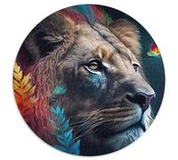 Puzzle Leone Arcobaleno 1000 Pezzi per Adulti Puzzle Rotondo da 1000 Pezzi Perfetto per Adolescenti e Decorazioni per la Casa 67,5x67,5cm