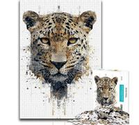 Puzzle Leopard Art puzzle da 1000 pezzi per adulti e adolescenti gioco per famiglie regalo di compleanno Sfida ad alta difficoltà (50x75cm)