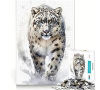 Puzzle leopardato ad acquerello,1000 pezzi,gioco cognitivo divertente,taglio di alta precisione, alleviare lo stress (38x52cm)