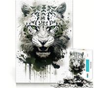 Puzzle leopardato ad acquerello da 1000 pezzi,divertente per stimolare la concentrazione,tagliato al laser per un incastro perfetto,attività ideale per rafforzare i legami affettivi (38x26cm)