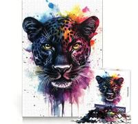 Puzzle leopardato ad acquerello da 1000 pezzi per adulti, ideale per concentrazione, relax e svago, con taglio liscio e grazioso, perfetto come regalo (38x26cm)