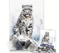 Puzzle leopardato ad acquerello da 1000 pezzi per ragazzi, stimola la capacità di ragionamento, crea un'atmosfera serena, rifinito con cura e pensato per un regalo speciale (50x75cm)