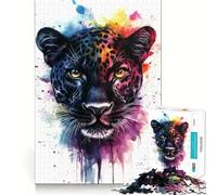 Puzzle leopardato ad acquerello per adulti,1000 pezzi,gioco stimolante per la mente,struttura ad incastro precisa,facile da imparare,divertimento per tutta la famiglia (38x52cm)
