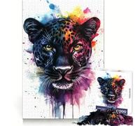 Puzzle leopardato ad acquerello per ragazzi, 1000 pezzi, stimolante per la memoria, rilassante e piacevole, con bordi netti, (50x75cm)