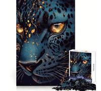Puzzle leopardato blu e oro da 1000 pezzi per adulti, esercizio mentale, dolce coinvolgimento, incastro perfetto, caldo regalo di Natale (38x52cm)
