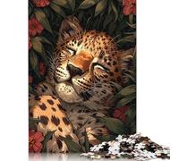 Puzzle "Leopardo addormentato tra i fiori" da 520 pezzi per adulti, giochi creativi, puzzle per adulti, per ragazzi e ragazze, 520 pezzi (52x38 cm)