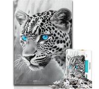 Puzzle leopardo bianco e nero da 1000 pezzi per adulti, regalo, gioco stimolante e decorazione da parete per famiglie, regali unici per compleanno e Natale (38x26cm)