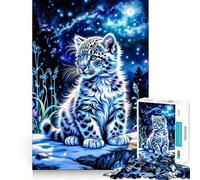 Puzzle "Leopardo delle nevi di notte", un puzzle difficile da realizzare per adulti, 1000 pezzi Migliora la memoria, rilassa la mente, ha bordi netti ed è un regalo elegante (38x52cm)