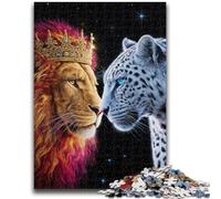Puzzle leopardo e leone per adolescenti, 1000 pezzi, giocattoli educativi per l'apprendimento, giochi per famiglie, regalo di compleanno, regali (50x75cm)
