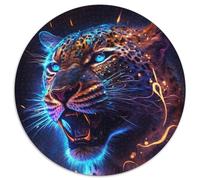 Puzzle "Leopardo Fulmine" da 1000 pezzi, puzzle rotondo da 1000 pezzi, ideale per decorazioni per la casa, allenamento del cervello e regali per le feste, 67,5x67,5 cm.