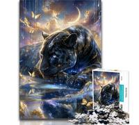Puzzle leopardo nero per adulti e adolescenti, puzzle, giocattoli, giochi educativi, antistress, lista dei desideri con Babbo Natale (38x26cm)