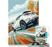 Puzzle Lexus RX bianca su strada per adulti,1000 pezzi,gioco di memoria per allenare la mente,taglio laser per un incastro perfetto, alleviare lo stress (50x75cm)