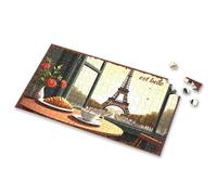 Puzzle libri per adulti mattina parigina: croissant, caffè e torre Eiffel vista puzzle immagine puzzle 500 pezzi per adulti 300 pezzi puzzle (300 pezzi)