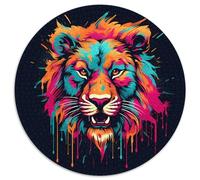 Puzzle Lion - Inchiostro schizzato, 1000 pezzi, rotondo, stile unico e alla moda, puzzle creativi, regalo creativo per adolescenti e adulti, 1000 pezzi (67,5 x 67,5 cm)