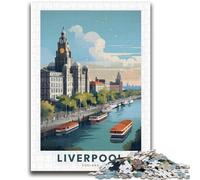 Puzzle Liverpool, Regno Unito, 1000 pezzi per adolescenti, attività per famiglie con poster abbinato e foglio di quiz per età 14+ 1000 pezzi (50x75cm)