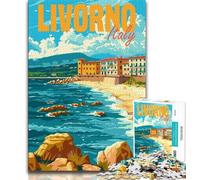 Puzzle Livorno Italia 1000 pezzi per adulti e ragazzi, gioco per famiglie antistress, sfida difficile, collezione di artisti, belle arti 50x75cm
