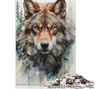 Puzzle Lo sguardo di un lupo arrabbiato, puzzle rettangolare premium in carta riciclata al 100%, per donne e uomini, 1000 pezzi (75x50 cm)