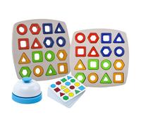 Puzzle logico in legno - Piastrelle di colore vivido - Matching - Carte interattive - Scheda di identificazione geometrica | Gioco educativo per formazione di coordinazione, costruttori di abilità di