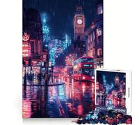 Puzzle "Londra Notte Piovosa" da 1000 pezzi per adolescenti, stimola la memoria, facile da realizzare, con bordi puliti, a sorpresa per Natale (38x52cm)