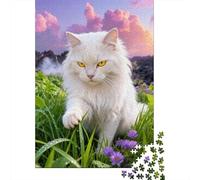 Puzzle Long-haired Cat 1000 Pezzi Per Bambini E Adulti, Allenamento Per La Mente,gioco Rilassante Puzzle Con Grass, Idea Regalo 70x50cm/1000pcs