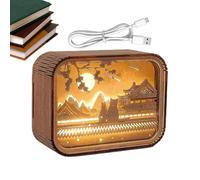 -puzzle Luce notturna, lampada da comodino puzzle in legno | Luce notturna a LED puzzle in legno - Lampada da tavolo intagliata in legno con affascinante effetto luce ed ombra per studio, camera da