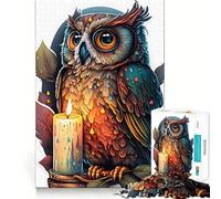 Puzzle luminoso con gufo "Gufo della Saggezza" per adolescenti, 1000 pezzi, gioco stimolante per l'intelletto, evasione rilassante, taglio di qualità, regalo stagionale (38x52cm)
