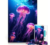 Puzzle luminoso con meduse al neon da 1000 pezzi per adolescenti, ideale per rafforzare la memoria, perfetto per il tempo libero a casa, con bordi puliti e un regalo prezioso (50x75cm)