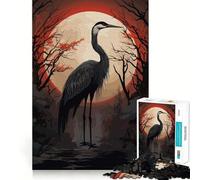 Puzzle Luna Rossa e Cicogna Nera per adulti, 1000 pezzi, per migliorare la memoria, alleviare lo stress, assemblare, regalo memorabile (38x26cm)