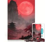 Puzzle "Luna rossa sopra la pagoda" per ragazzi, 1000 pezzi, gioco di logica, lento, divertente, taglio perfetto, sorpresa di compleanno (50x75cm)