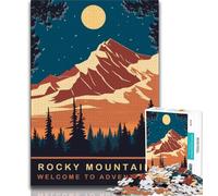 Puzzle Luna sopra le Montagne Rocciose per adolescenti 1000 pezzi, giocattoli educativi per l'apprendimento, giochi per famiglie con poster abbinato e foglio di quiz 38x26cm