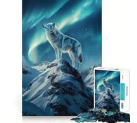 Puzzle "Lupi e Luce del Nord" con 1000 pezzi,gioco cognitivo,superficie liscia e priva di sbavature,attività rilassante di gruppo al chiuso (38x52cm)
