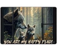Puzzle lupo 1000 pezzi per adulti - lupo mamma e bambino fuori dalla finestra You are My Happy Place puzzle in legno per adulti e famiglia decorazione casa famiglia intrattenimento tempo libero
