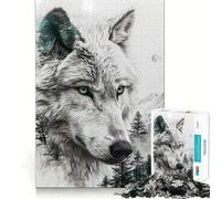 Puzzle "Lupo a doppia esposizione" da 1000 pezzi per adulti,gioco per potenziare la memoria,taglio di qualità professionale,attività di gruppo emozionante (38x52cm)
