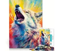 Puzzle Lupo ad Acquerello 1000 pezzi da ricomporre,divertente gioco,tecnologia di taglio laser avanzata,giocattolo per le vacanze al chiuso (38x26cm)