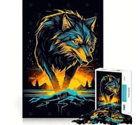 Puzzle Lupo ad Acquerello,1000 pezzi,gioco stimolante per la mente,incastro perfetto,intrattenimento domestico confortevole per tutti (38x52cm)