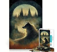 Puzzle "Lupo al chiaro di luna" da 1000 pezzi,divertente gioco di simulazione cognitiva,pezzi ad incastro perfetti,regalo di compleanno,rompicapo (38x52cm)