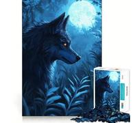 Puzzle "Lupo al chiaro di luna" da 1000 pezzi esercizio mentale divertente,pezzi che si incastrano perfettamente,un modo coinvolgente per passare il tempo libero (38x26cm)