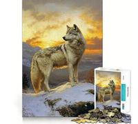 Puzzle "Lupo al tramonto" da 1000 pezzi,gioco di abilità mentale,taglio laser di alta qualità,esercizio mentale per momenti di tranquillità a casa (50x75cm)