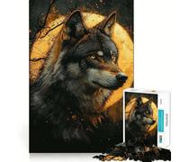Puzzle "Lupo Alfa sotto la Luna Piena" da 1000 pezzi,gioco di memoria,qualità premium,taglio laser,attività coinvolgente per serate tranquille (38x26cm)