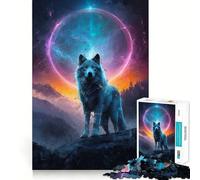 Puzzle "Lupo alla Luna" da 1000 pezzi,gioco cognitivo divertente,struttura a incastro precisa,attività per rafforzare i legami affettivi con i propri cari (38x26cm)