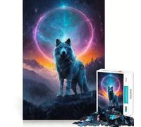 Puzzle "Lupo alla Luna" per ragazzi,1000 pezzi,gioco di abilità mentale,taglio laser per un incastro perfetto,esercizio mentale per momenti di tranquillità a casa (50x75cm)