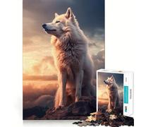 Puzzle "Lupo Bianco al Tramonto" da 1000 pezzi Divertimento stimolante per la mente,con componenti robusti e ben definiti Un passatempo avvincente per rilassarsi in casa (38x52cm)