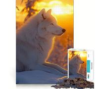 Puzzle "Lupo Bianco al Tramonto Invernale" per adulti,1000 pezzi,gioco di memoria e allenamento per la mente,taglio preciso,finitura di alta qualità,un modo coinvolgente per trascorrere