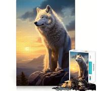 Puzzle "Lupo Bianco al Tramonto" per adulti,1000 pezzi,gioco di memoria e allenamento per la mente,taglio preciso,finitura di alta qualità,un modo coinvolgente per trascorrere il tempo libero