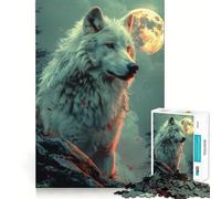 Puzzle "Lupo Bianco alla Luna Piena" da 1000 pezzi gioco interattivo per stimolare la mente,incastro perfetto,nessun pezzo si stacca,sfida cerebrale per la casa (38x26cm)