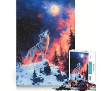 Puzzle "Lupo bianco che ulula alla luna" da 1000 pezzi,gioco di costruzione Focus,incastro perfetto,attività gratificante per le giornate di pioggia (50x75cm)